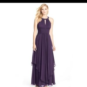 Purple evening shiffon evening dress
